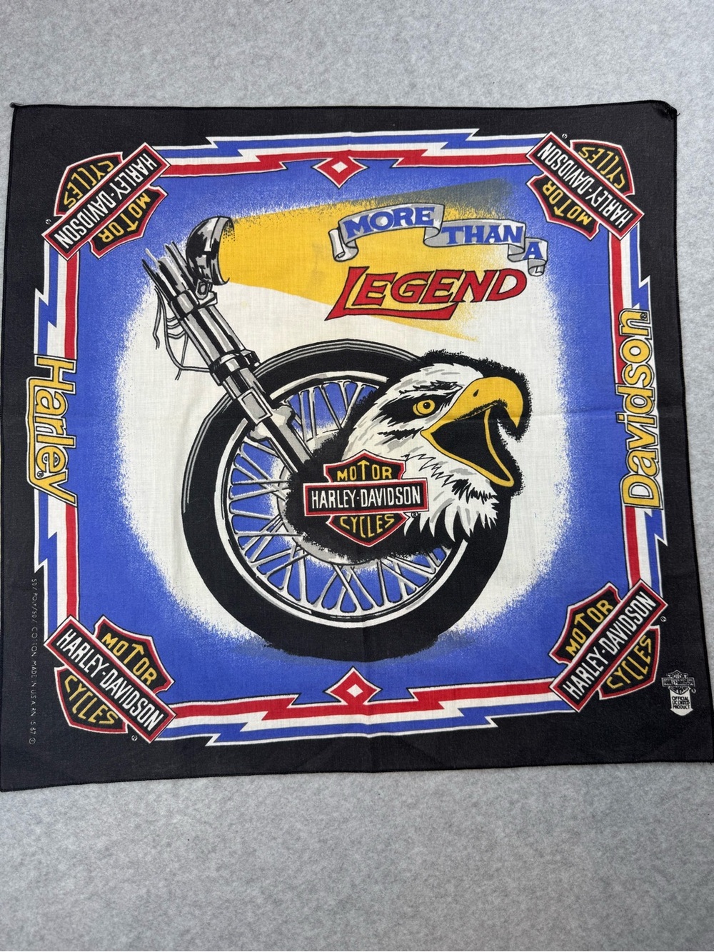 Harley-Davidson Blue, Black & Yellow Eagle Wheel Bandana